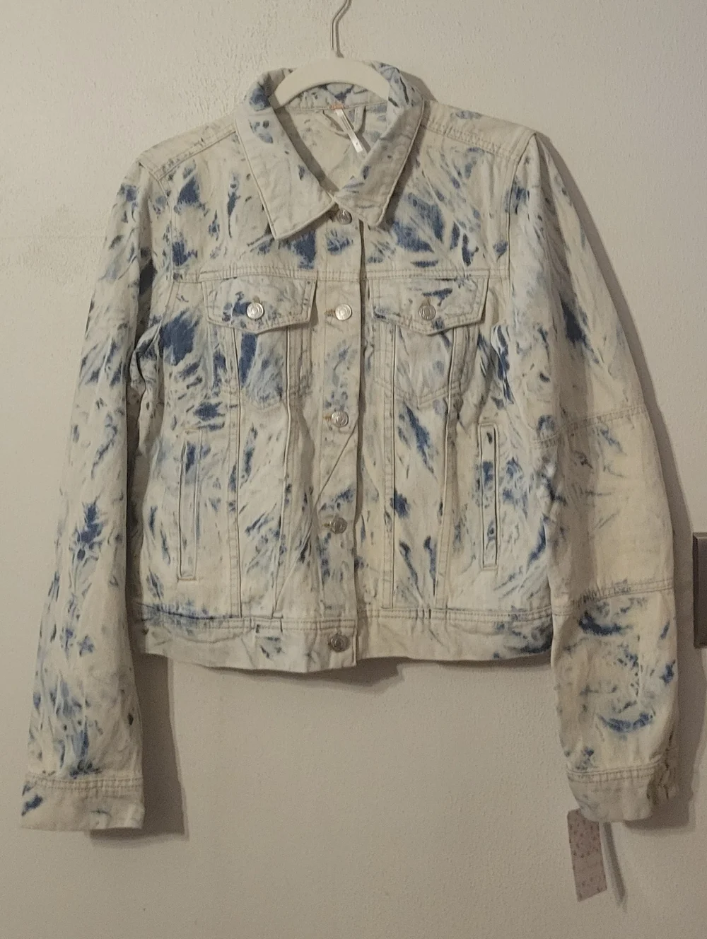 Free People Rumors Denim Jean Jacket- Jones Tie Dye Blue - Picture 6 of 13